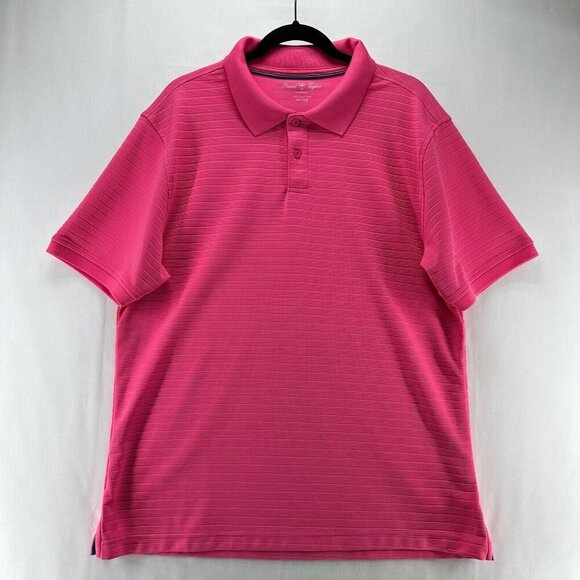David Taylor Resort Polo Shirt Men Sz XL Pullover Collared Short Sleeve Hot Pink - Picture 1 of 11